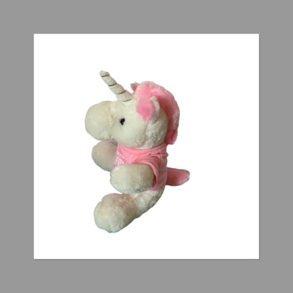 Hit Wear Pro Football Hall of Fame White and Pink Unicorn Stuffed Toy - Picture 2 of 5